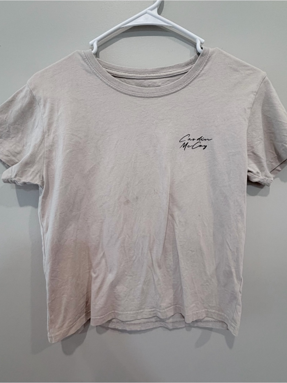 Cardin McCoy Script Logo Tee - Light Beige with Black Print